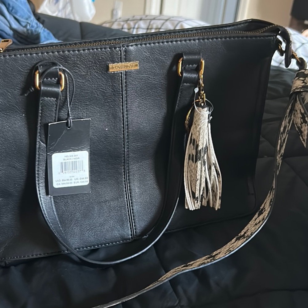 Rachel Zoe Elegant Black Leather Tote Bag